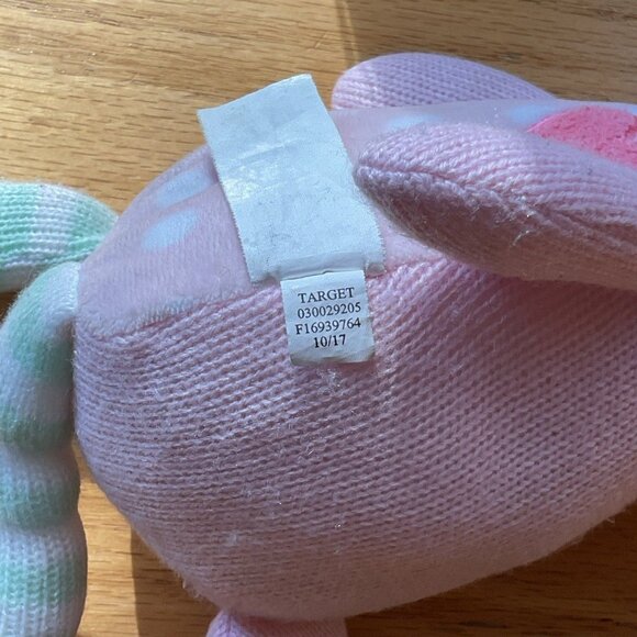 Target Soft Plush Pink Owl Stuffed Plush With Heart Applique Pastel Striped Legs - Picture 4 of 4